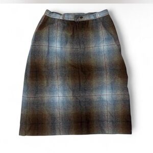 Vintage plaid wool midi skirt